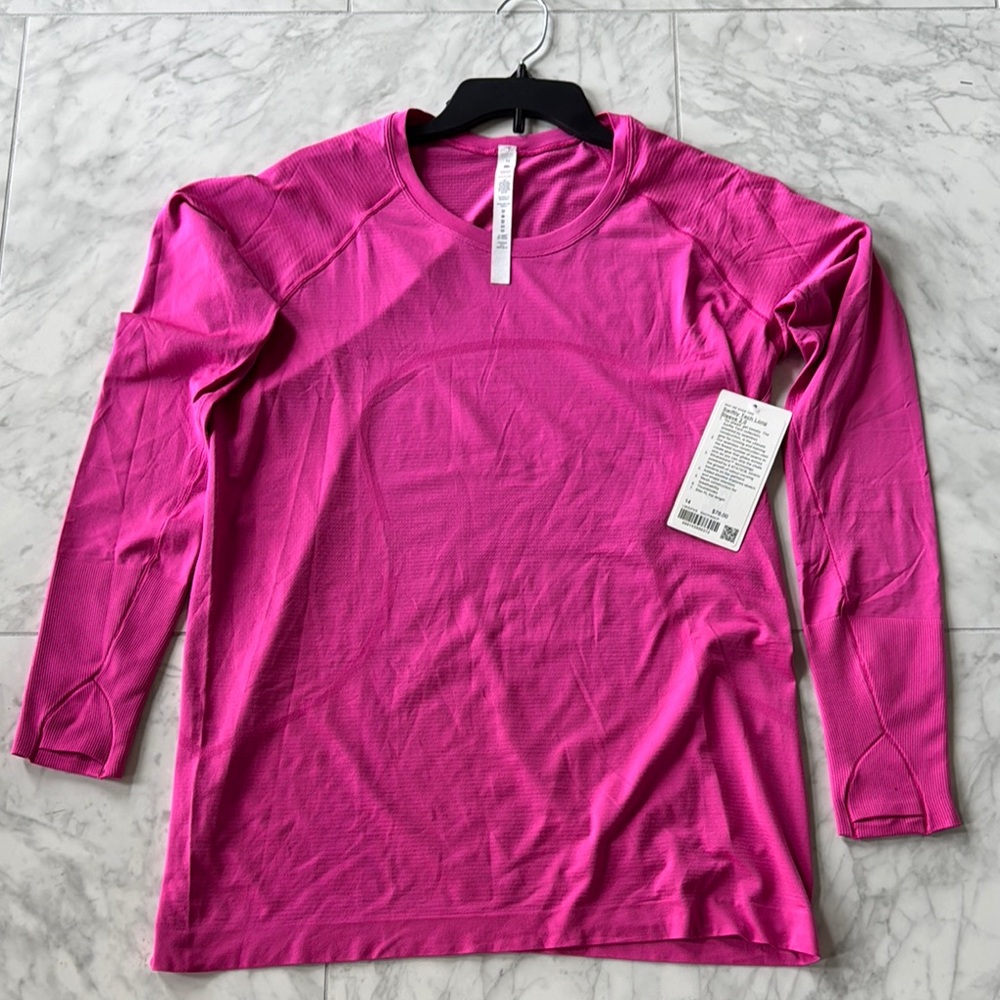lululemon athletica Long Sleeve 2.0 Hip Length Top in Sonic Pink Size 14
